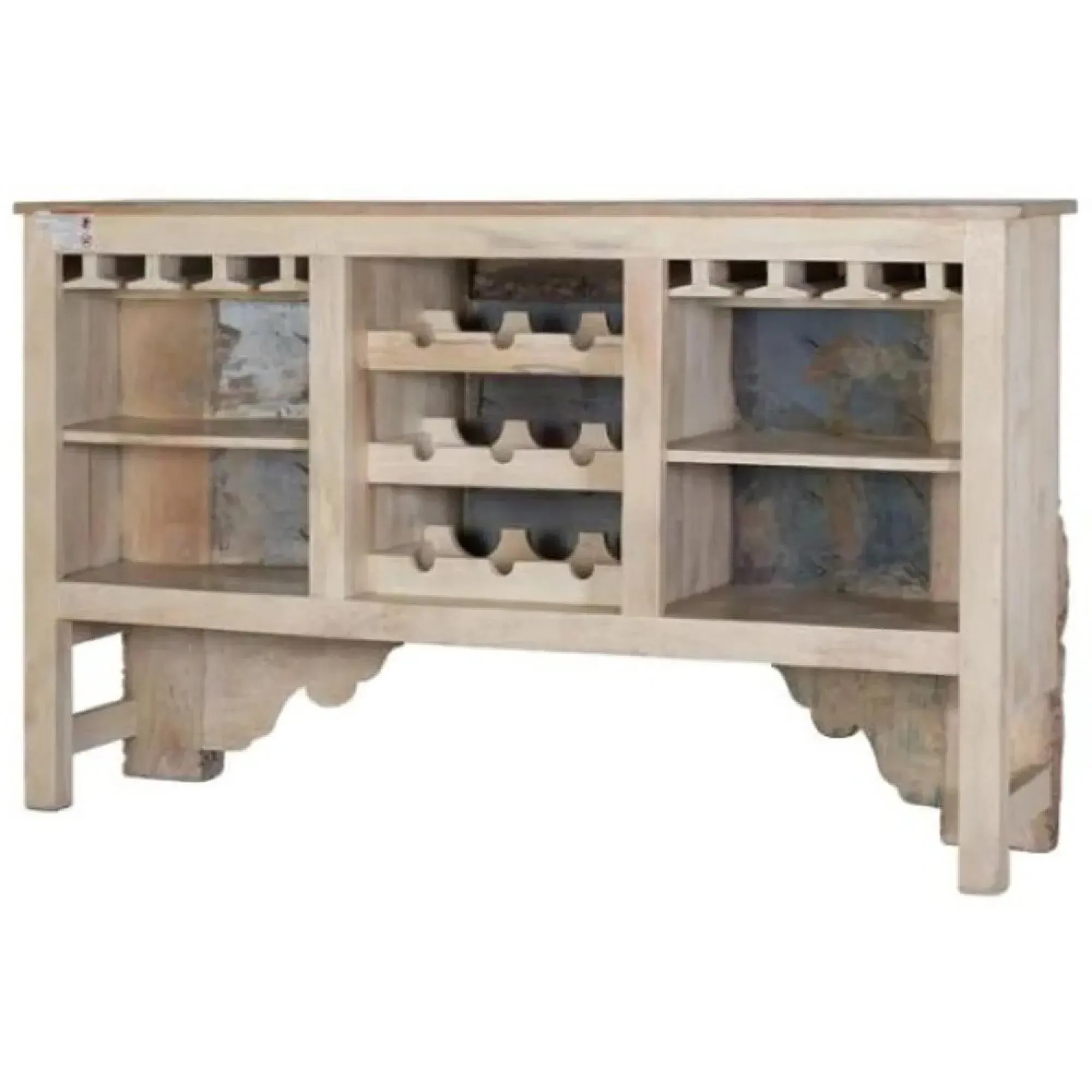 Haughton Carved Bar Counter - Antique White, Mango Wood