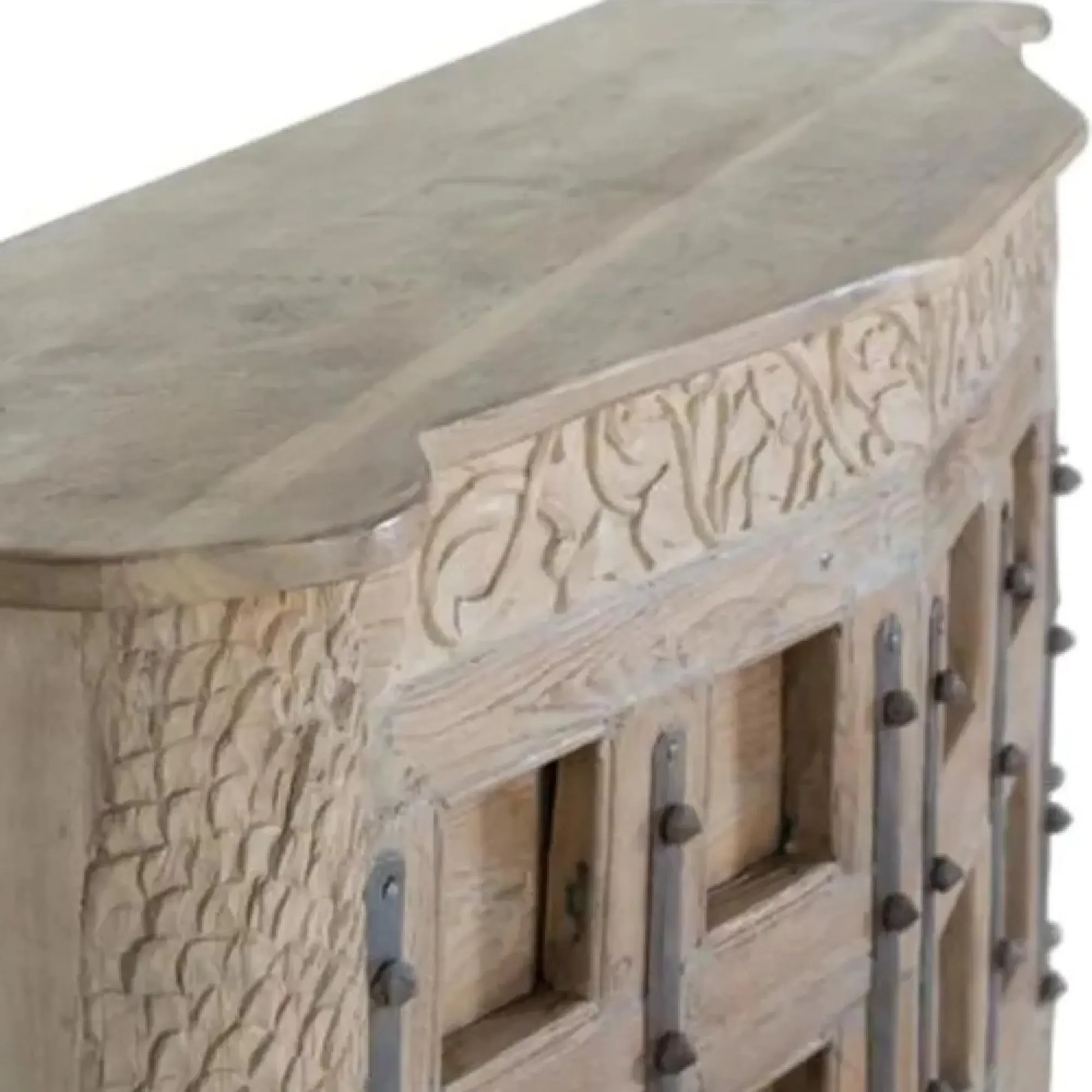 Haughton Carved Bar Counter - Antique White, Mango Wood