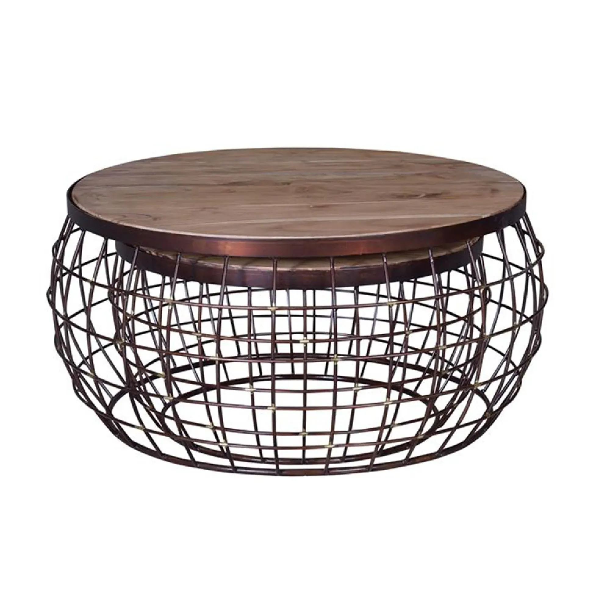 Hemagoma Round Coffee Table Set of 2 - Natural, Mango Wood
