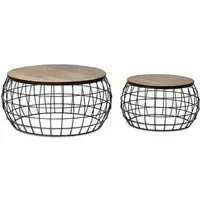 Hemagoma Round Coffee Table Set of 2 - Natural, Mango Wood