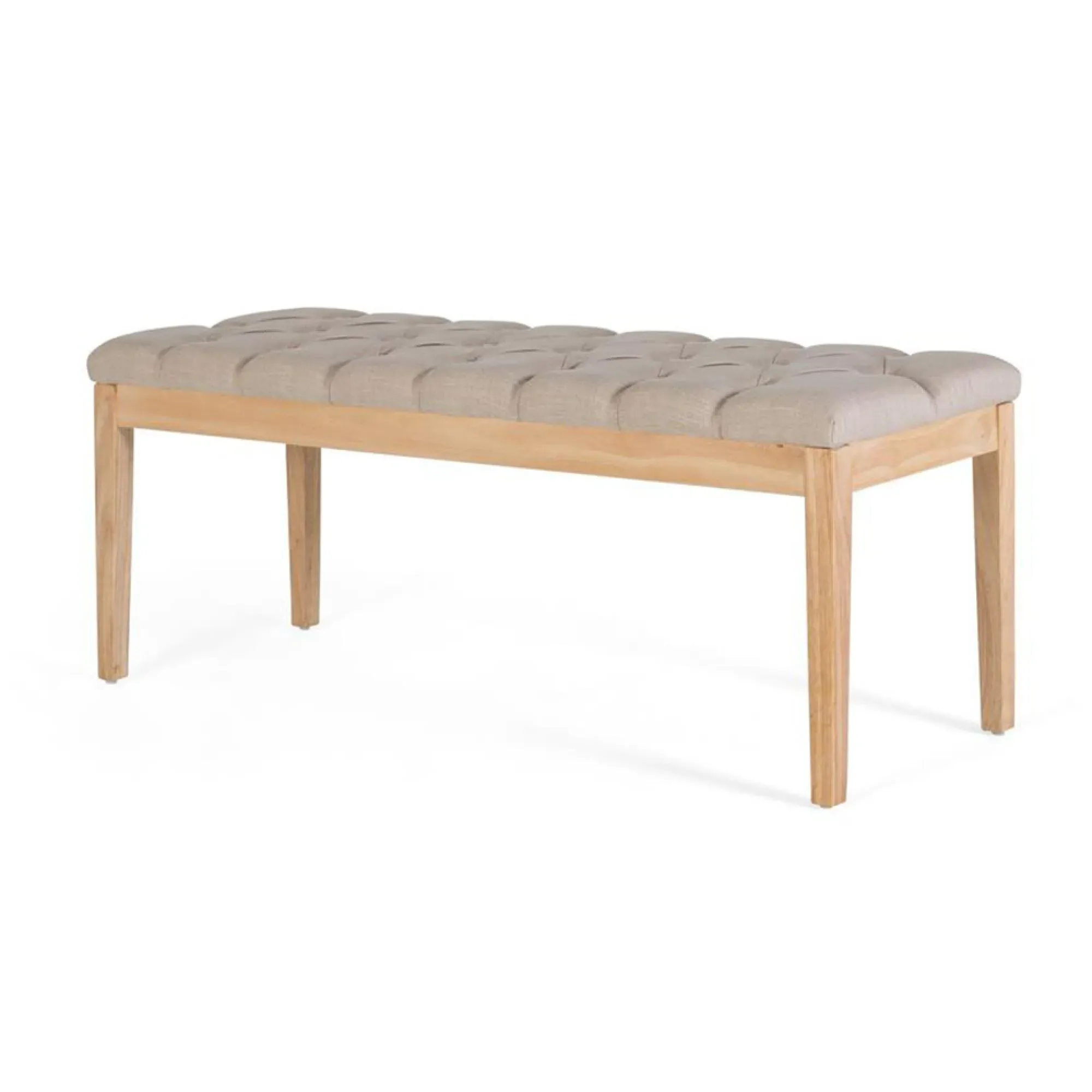 Hiawatha Padded Bench - Beige, Pine Wood