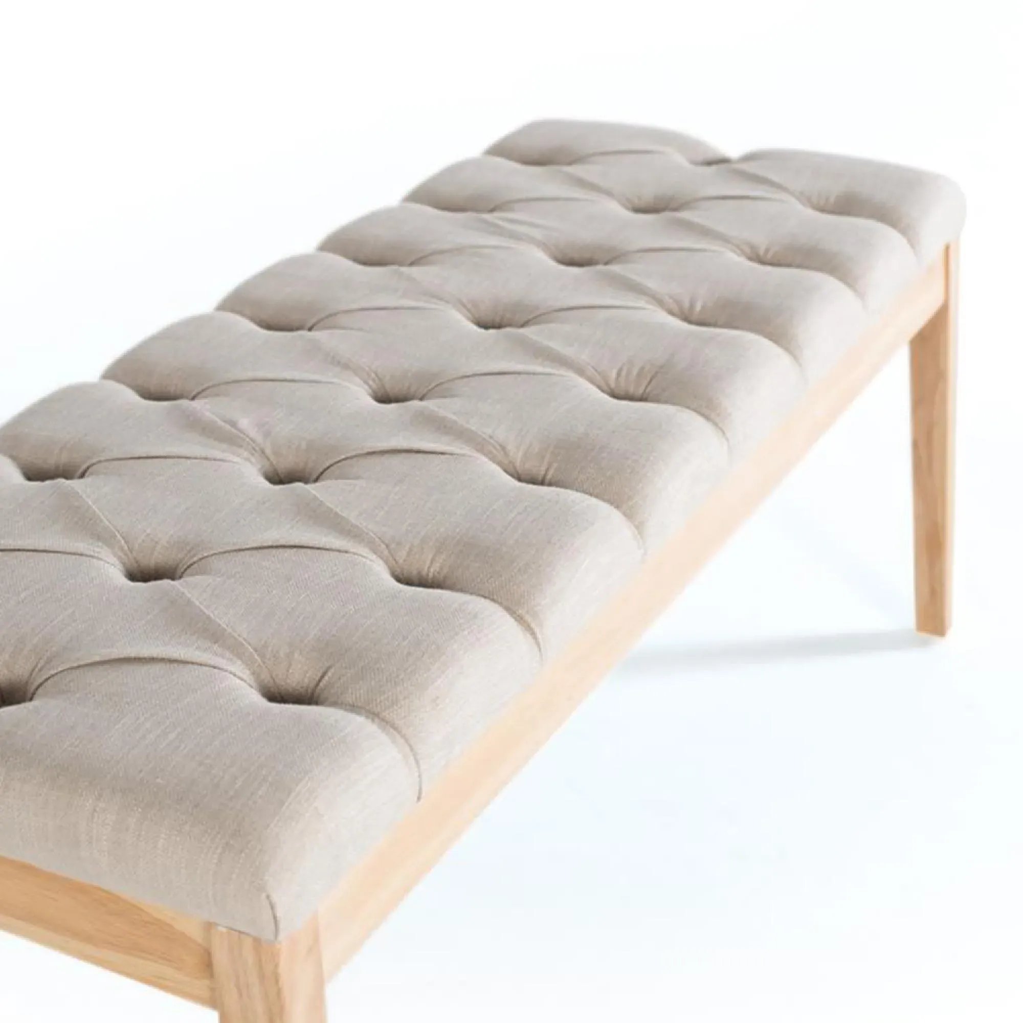 Hiawatha Padded Bench - Beige, Pine Wood