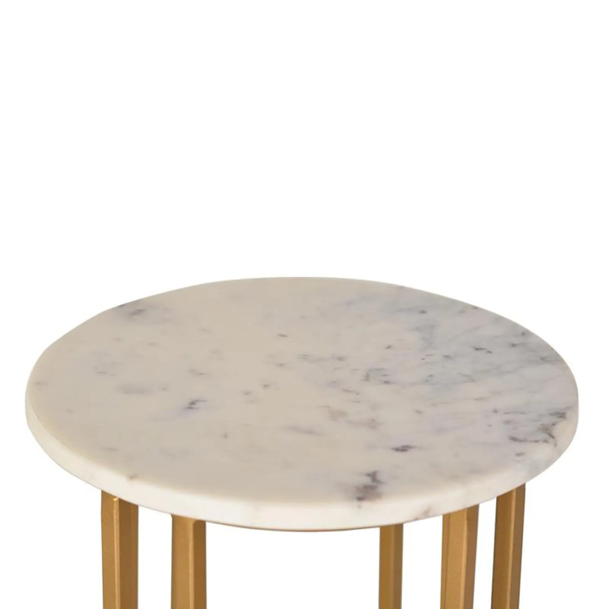 Himwa Round End Table - White, Marble
