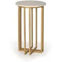 Himwa Round End Table - White, Marble