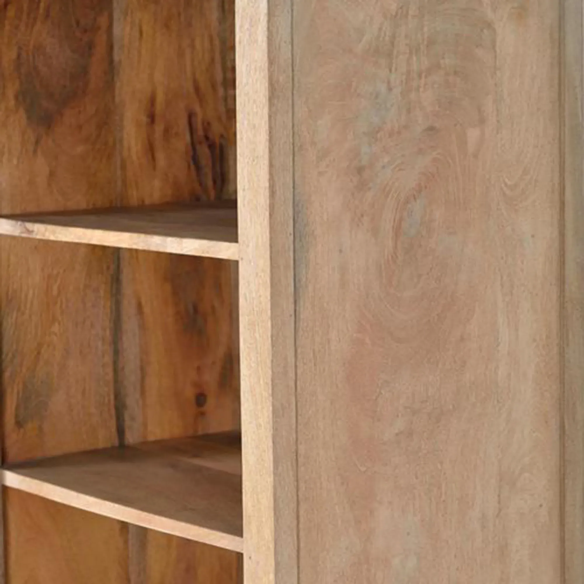 Hiram Carved 2 Drawer Tall Bookcase - Natural, Mango Wood