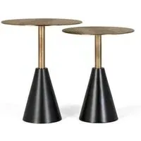 Holly Round Nest of 2 Tables - Bronze, Metal