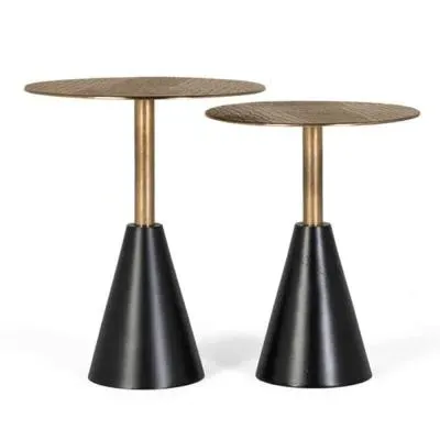 Holly Round Nest of 2 Tables - Bronze, Metal