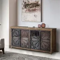 Hopkins 4 Door Sideboard - Natural and Grey, Mango Wood