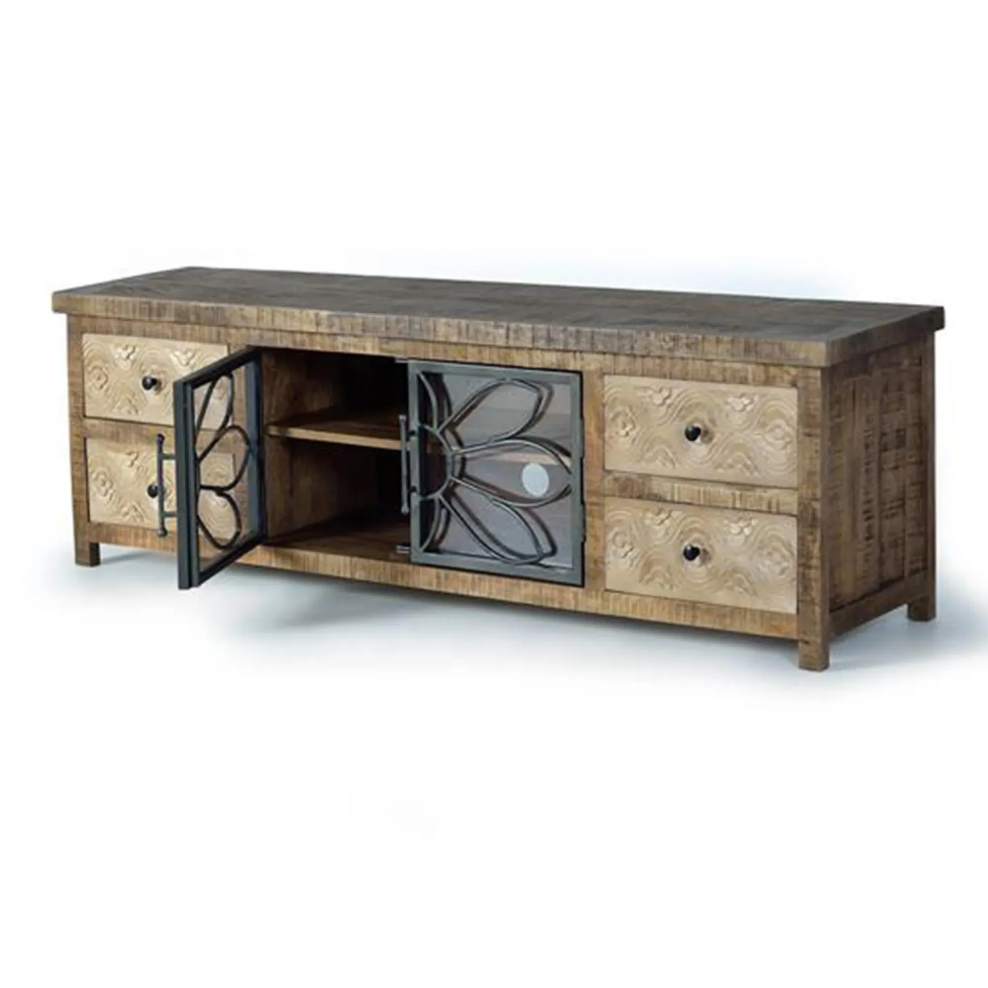 Hopkins Large TV Unit with Storage - Natural, Mango Wood