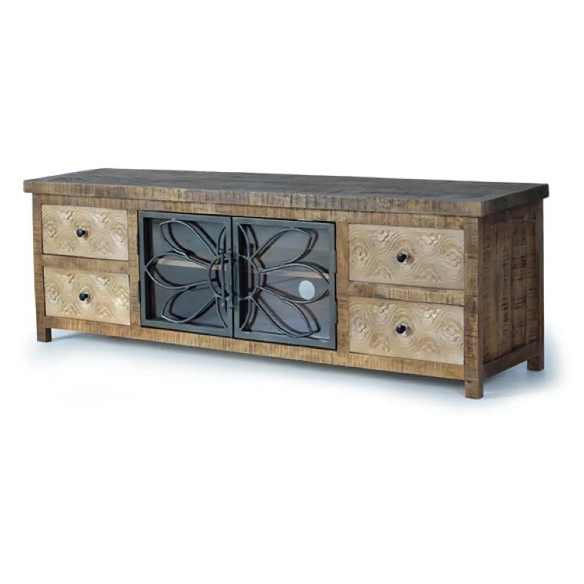 Hopkins Large TV Unit with Storage - Natural, Mango Wood