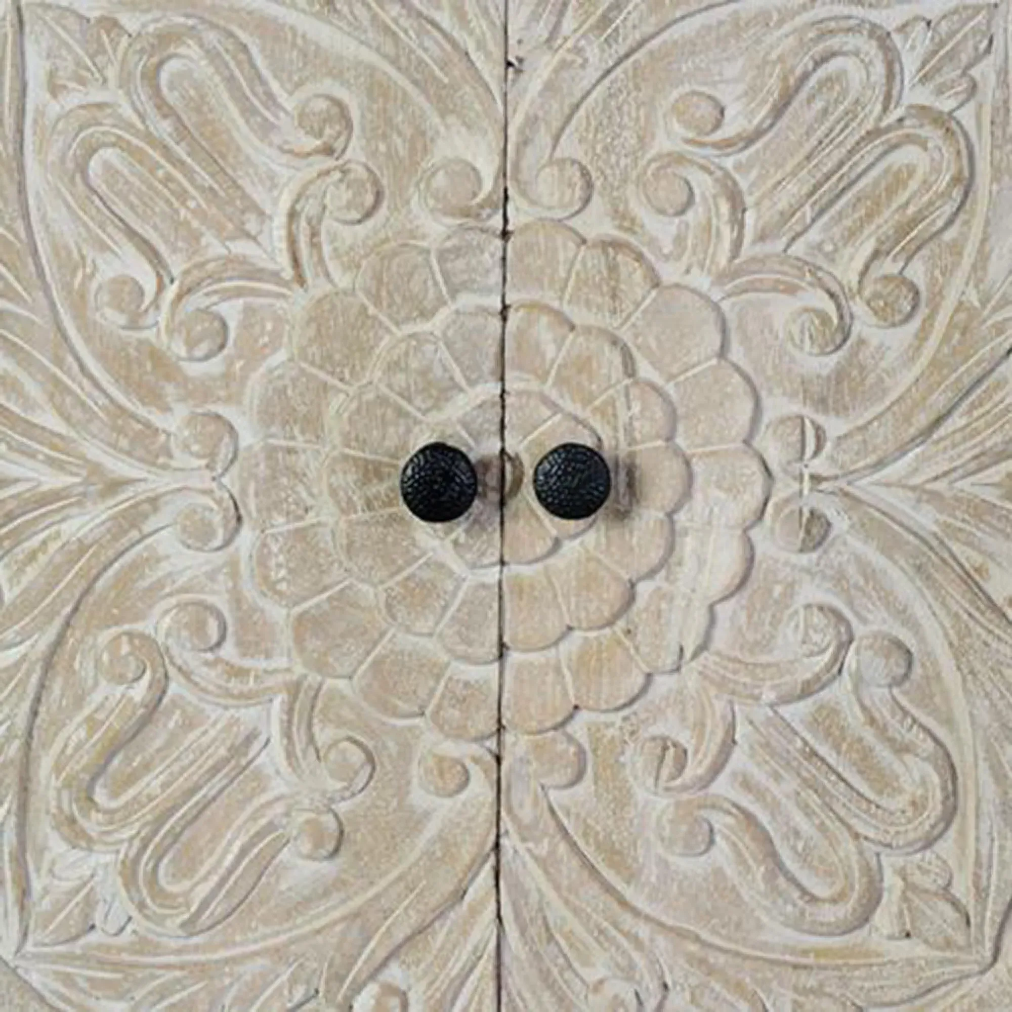 Hothova 4 Door Large Sideboard - Distressed White, Mango Wood