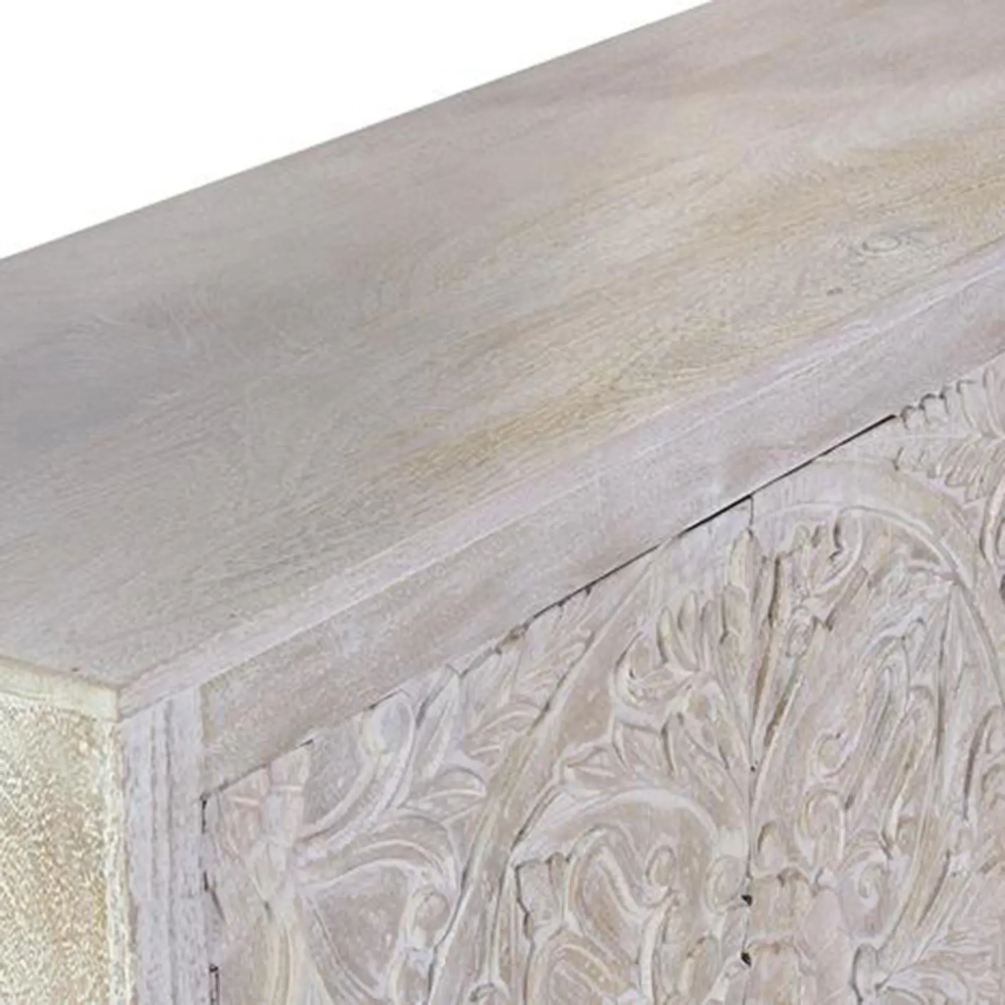 Hothova 4 Door Large Sideboard - Distressed White, Mango Wood