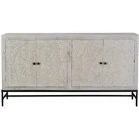 Hothova 4 Door Large Sideboard - Distressed White, Mango Wood