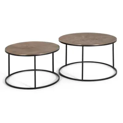 Ilboru Round Coffee Table Set of 2 - Bronze