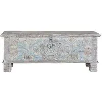 Innerbraz Carved Storage Trunk - White, Mango Wood