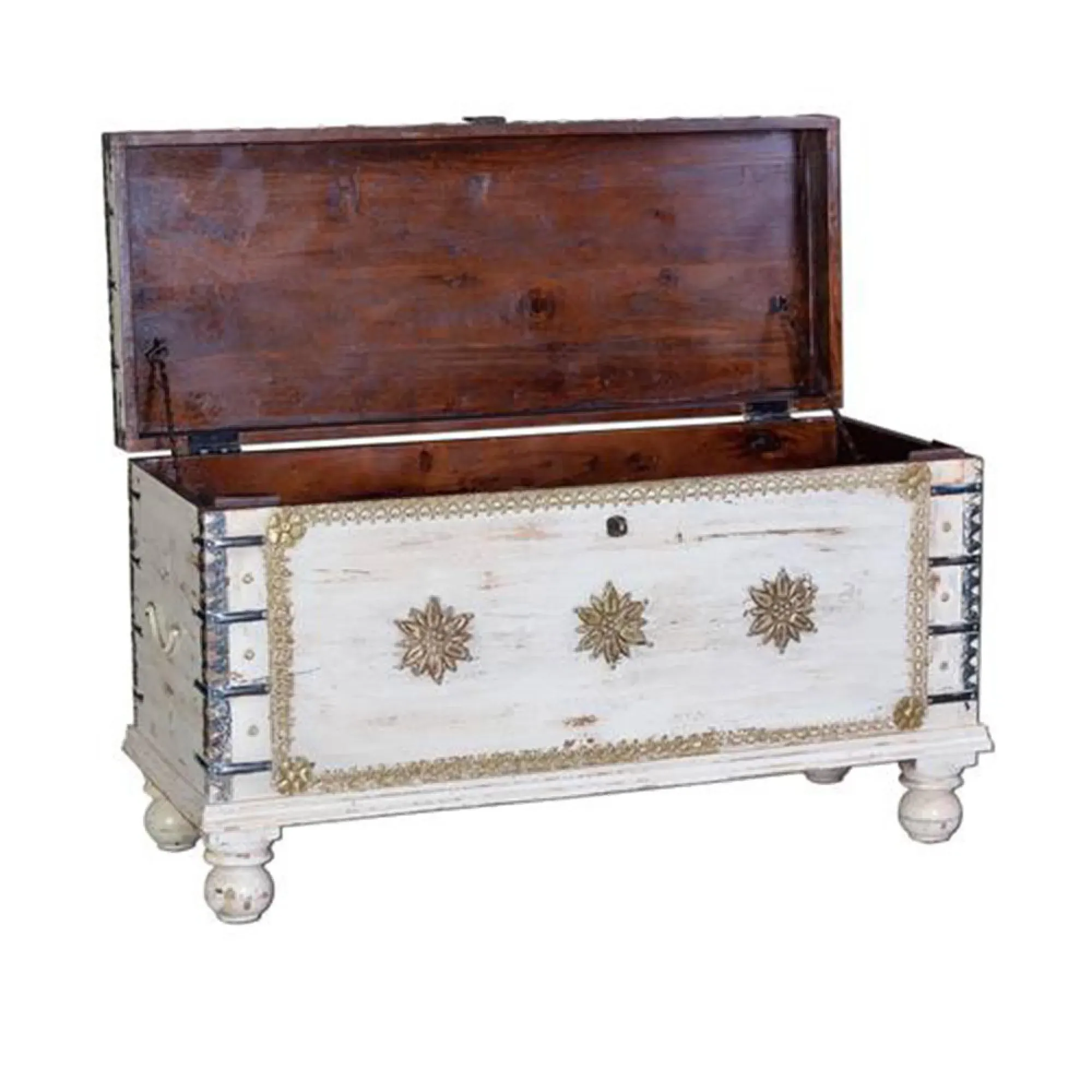 Irdning Storage Trunk - Aged White, Mango Wood