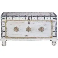 Irdning Storage Trunk - Aged White, Mango Wood