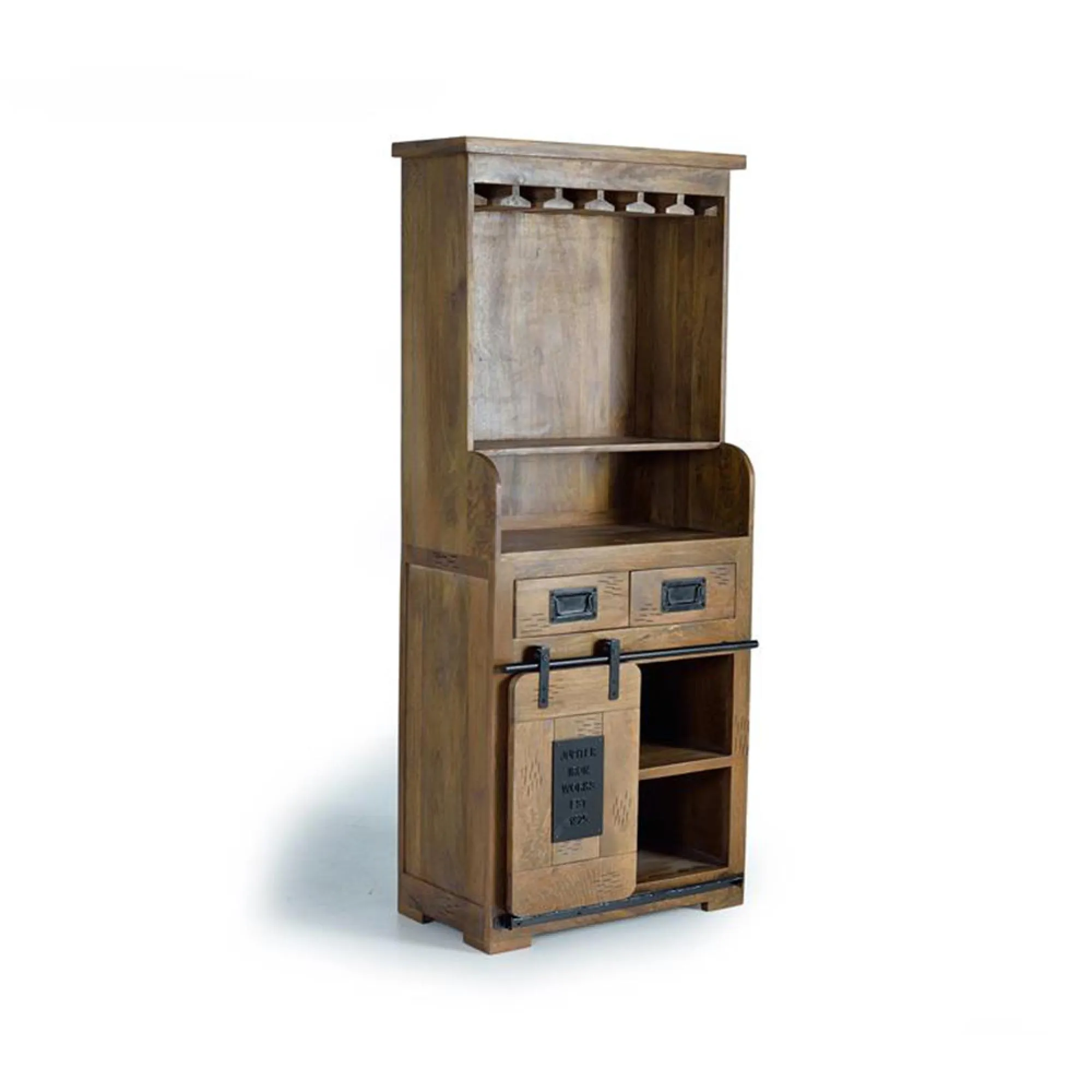 Iron Works 1 Door Bar Cabinet - Mango Wood