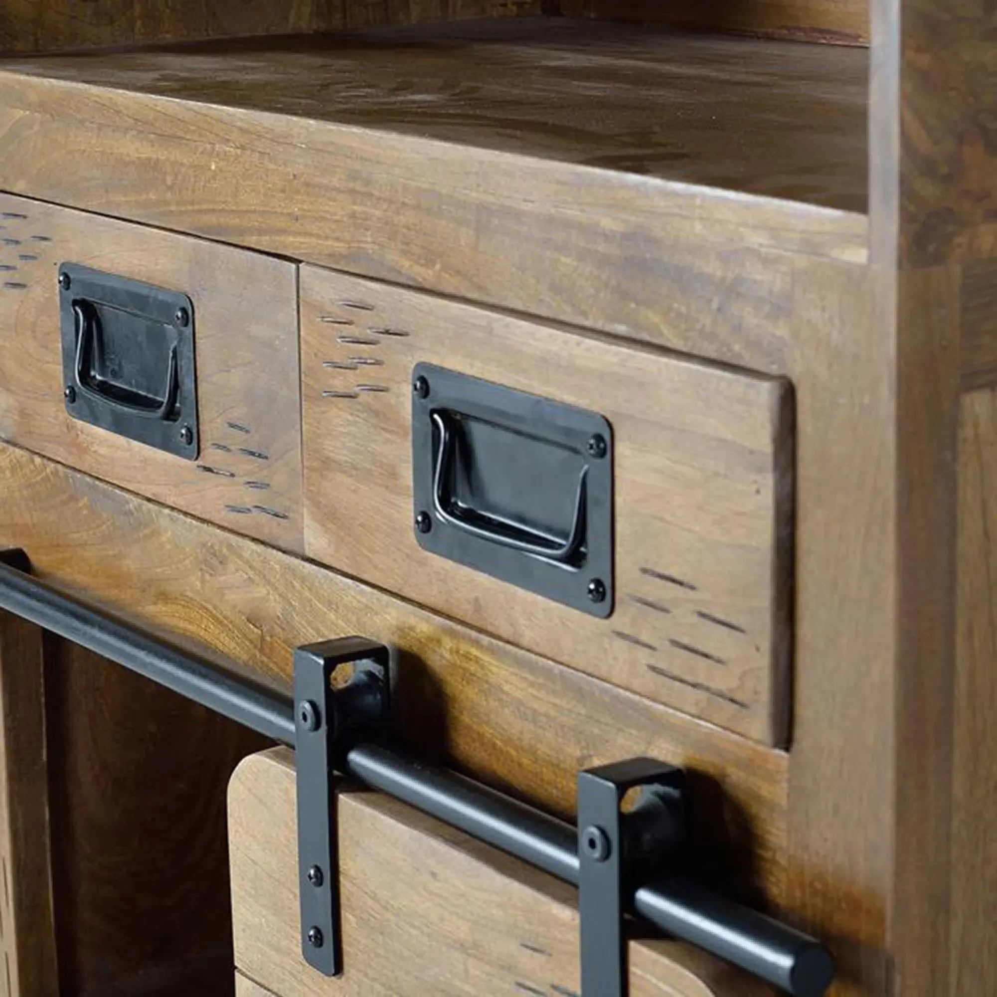 Iron Works 1 Door Bar Cabinet - Mango Wood