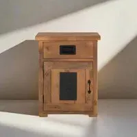 Iron Works 1 Door Bedside Cabinet - Natural, Mango Wood