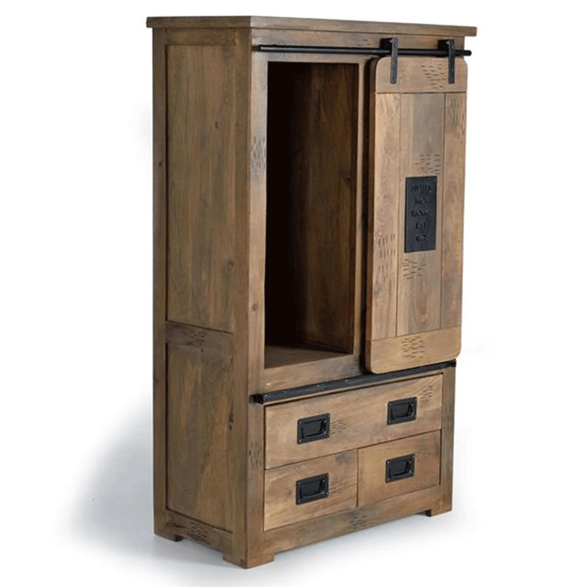 Iron Works 1 Door Hall Cabinet - Mango Wood