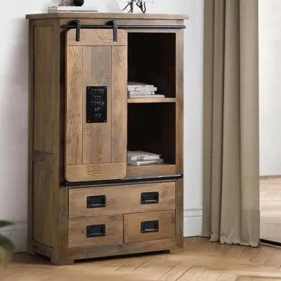 Iron Works 1 Door Hall Cabinet - Mango Wood
