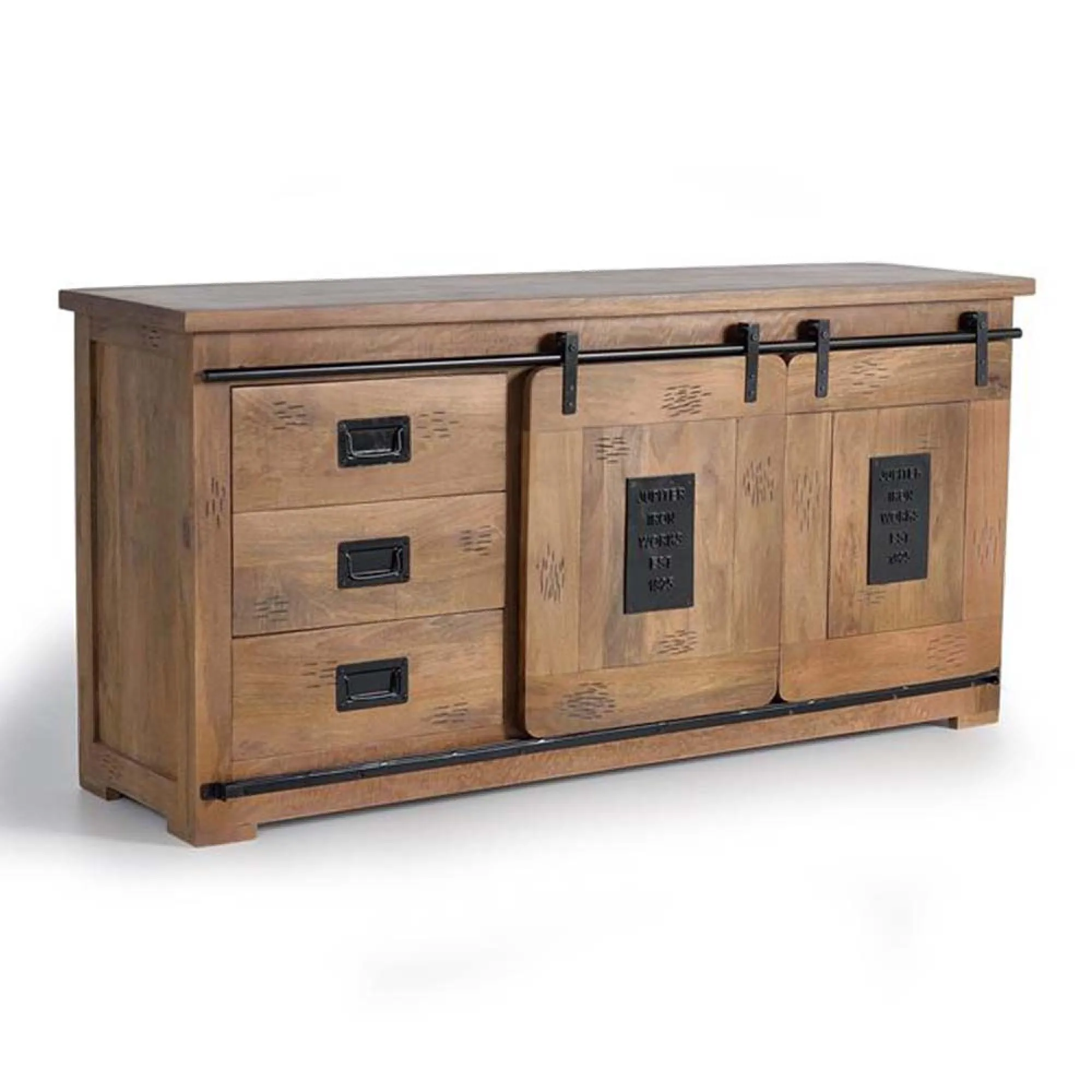 Iron Works 2 Door Large Sideboard - Natural, Mango Wood