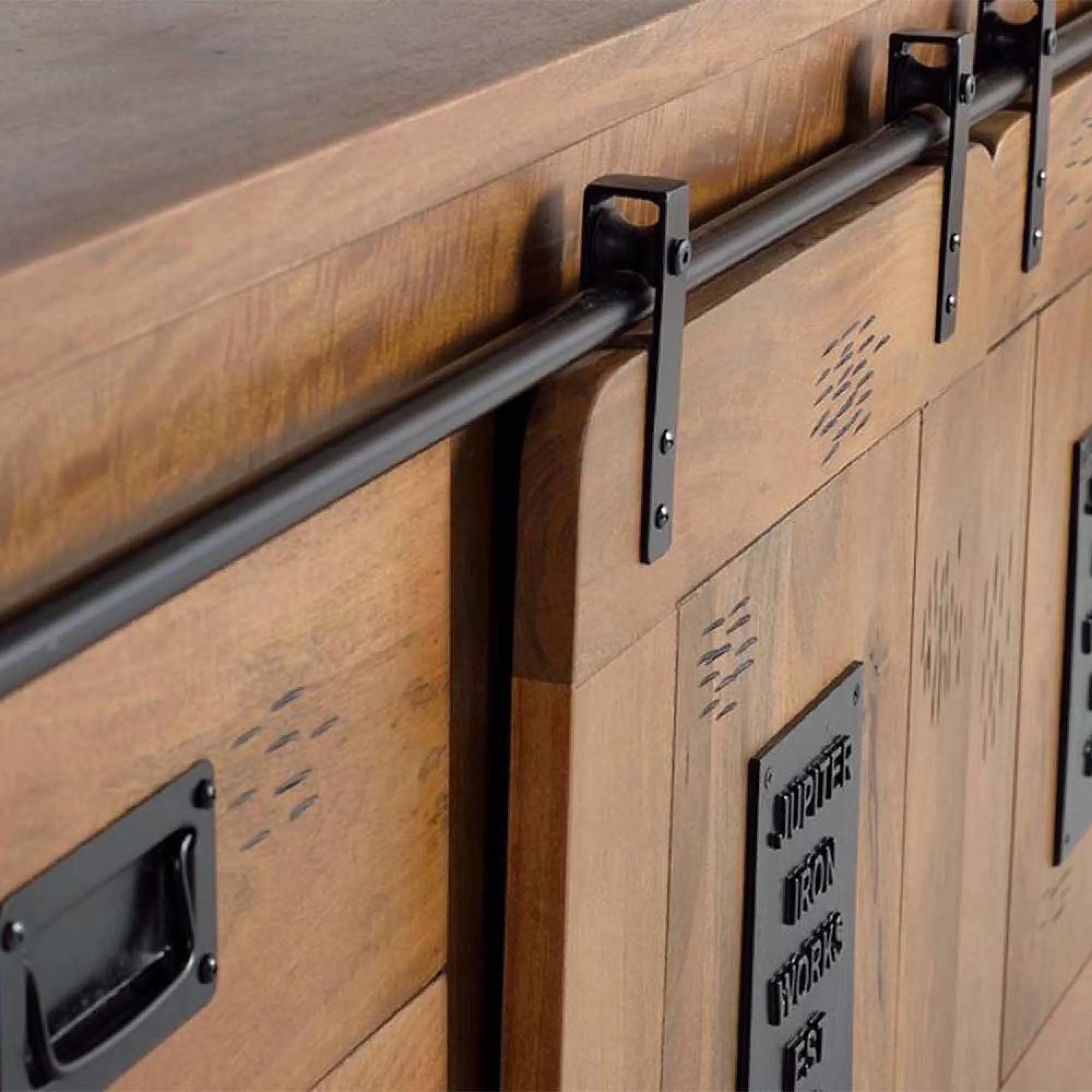 Iron Works 2 Door Large Sideboard - Natural, Mango Wood