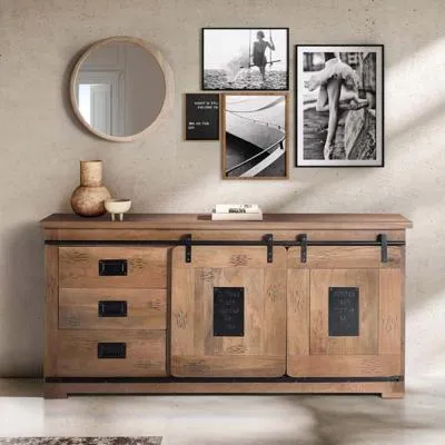 Iron Works 2 Door Large Sideboard - Natural, Mango Wood image