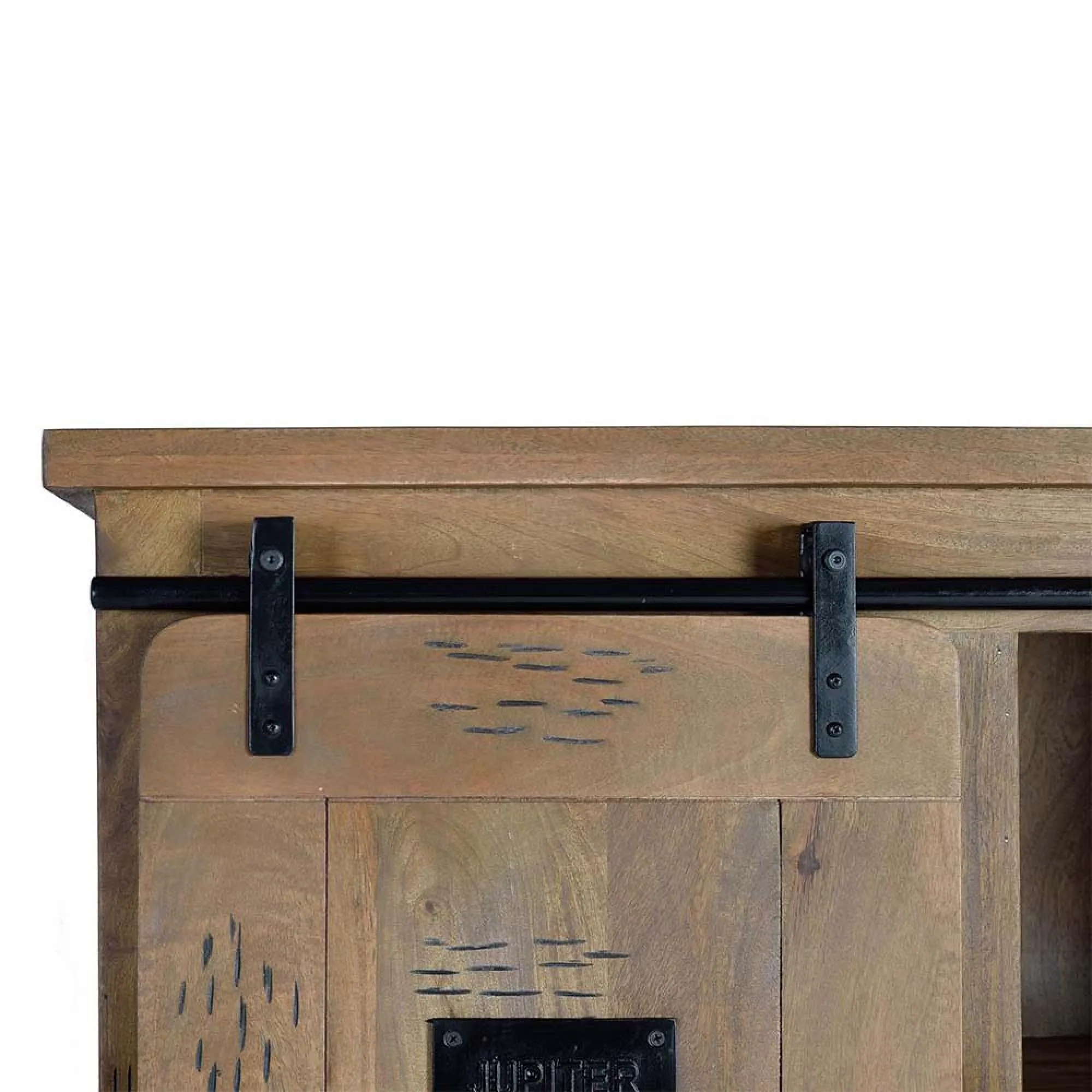 Iron Works 4 Door Cabinet - Natural, Mango Wood