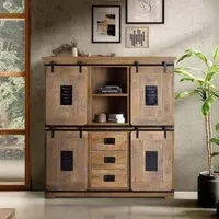 Iron Works 4 Door Cabinet - Natural, Mango Wood