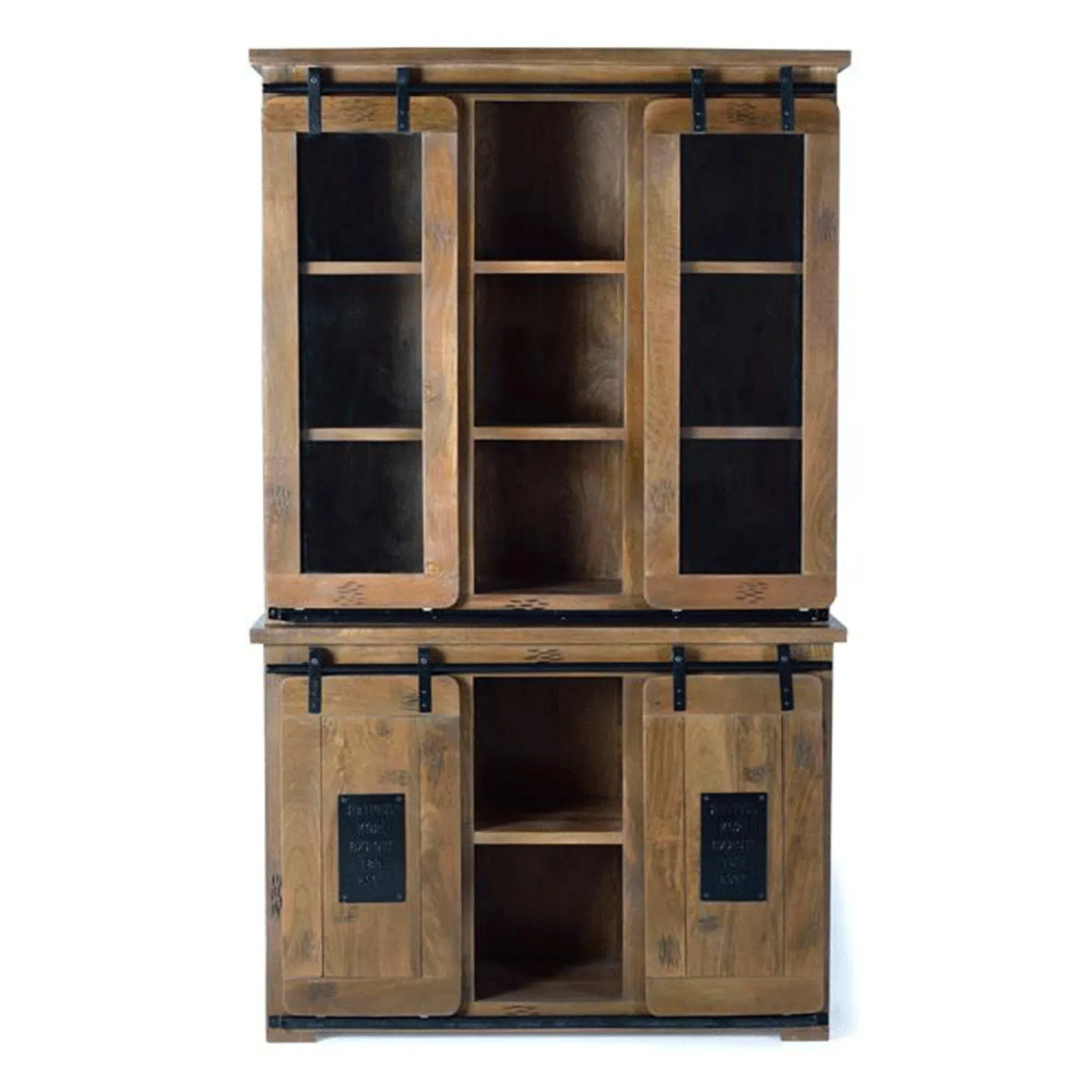 Iron Works 4 Door Display Cabinet - Mango Wood
