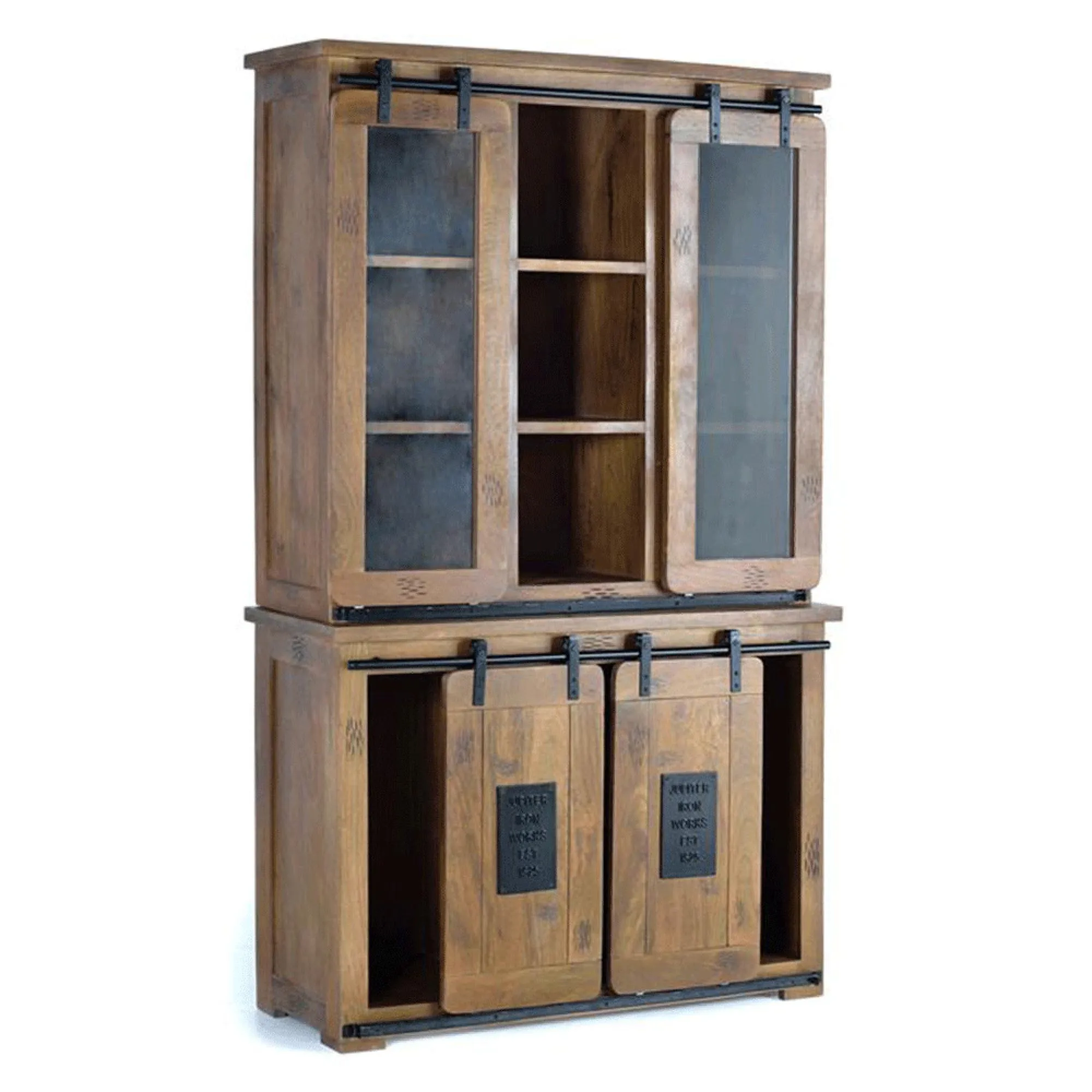 Iron Works 4 Door Display Cabinet - Mango Wood