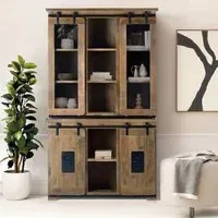 Iron Works 4 Door Display Cabinet - Mango Wood