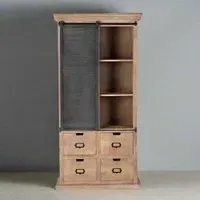 Irondale 1 Door Display Cabinet - Natural, Mango Wood