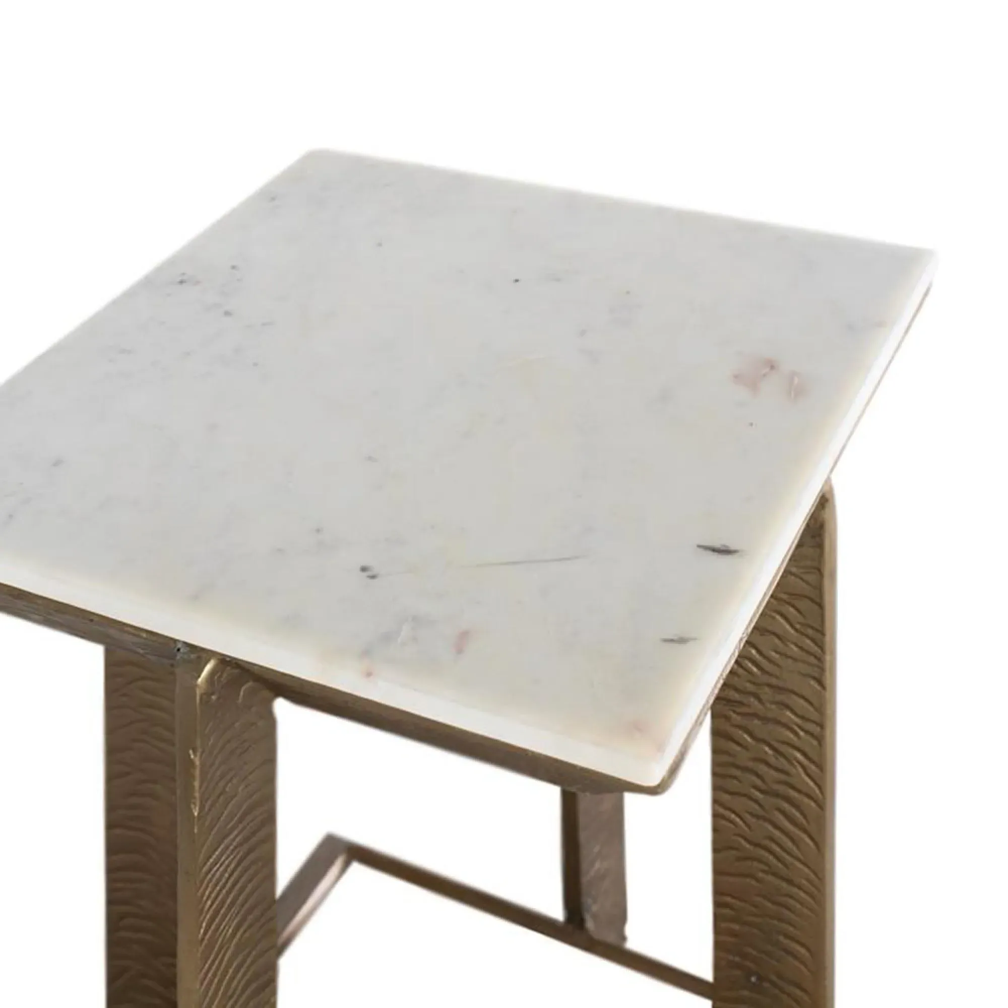 Isernia Square End Table - White, Marble