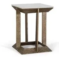 Isernia Square End Table - White, Marble