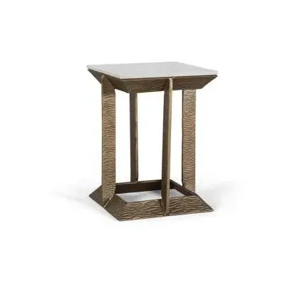 Isernia Square End Table - White, Marble image