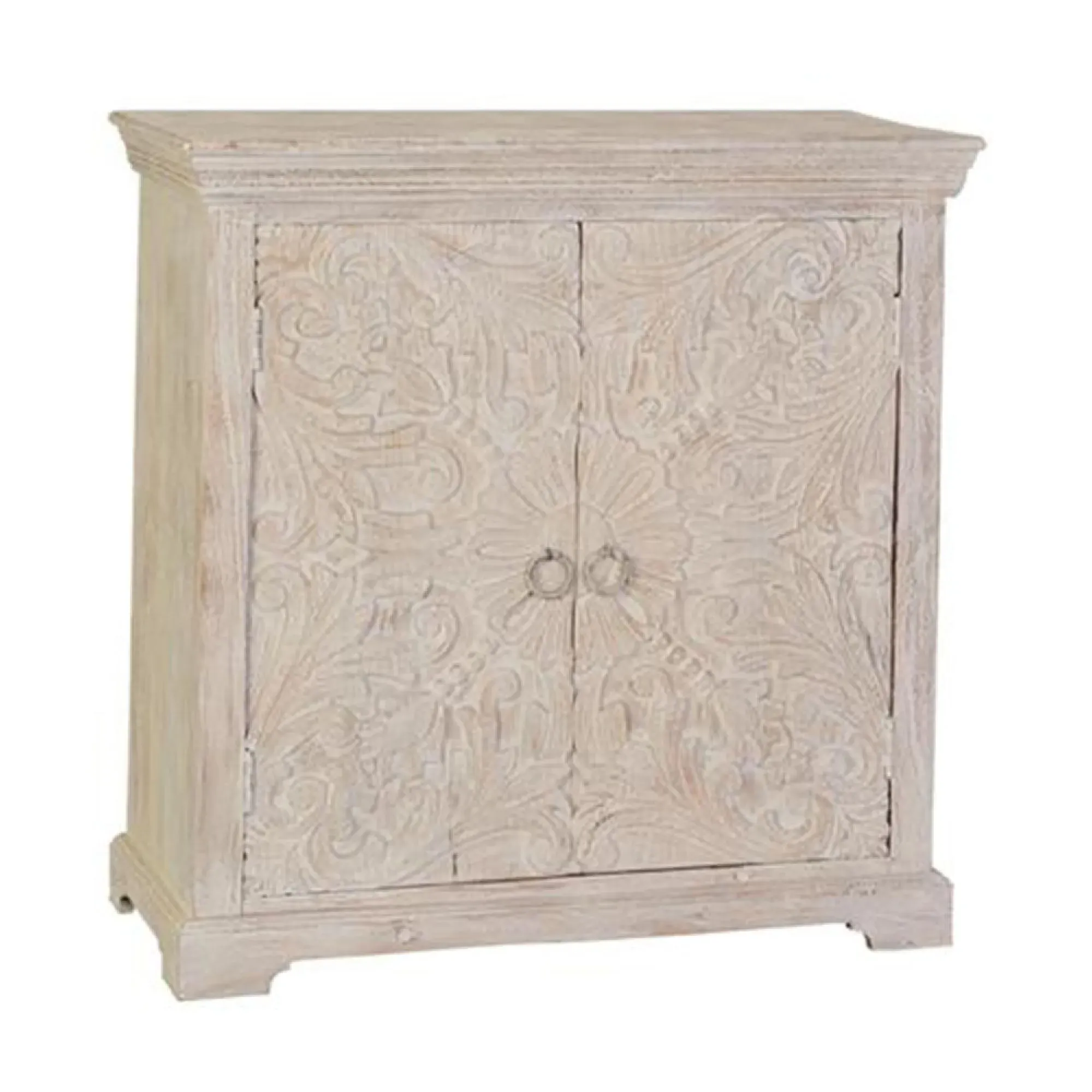 Isqari 2 Door Small Sideboard - Aged White, Mango Wood