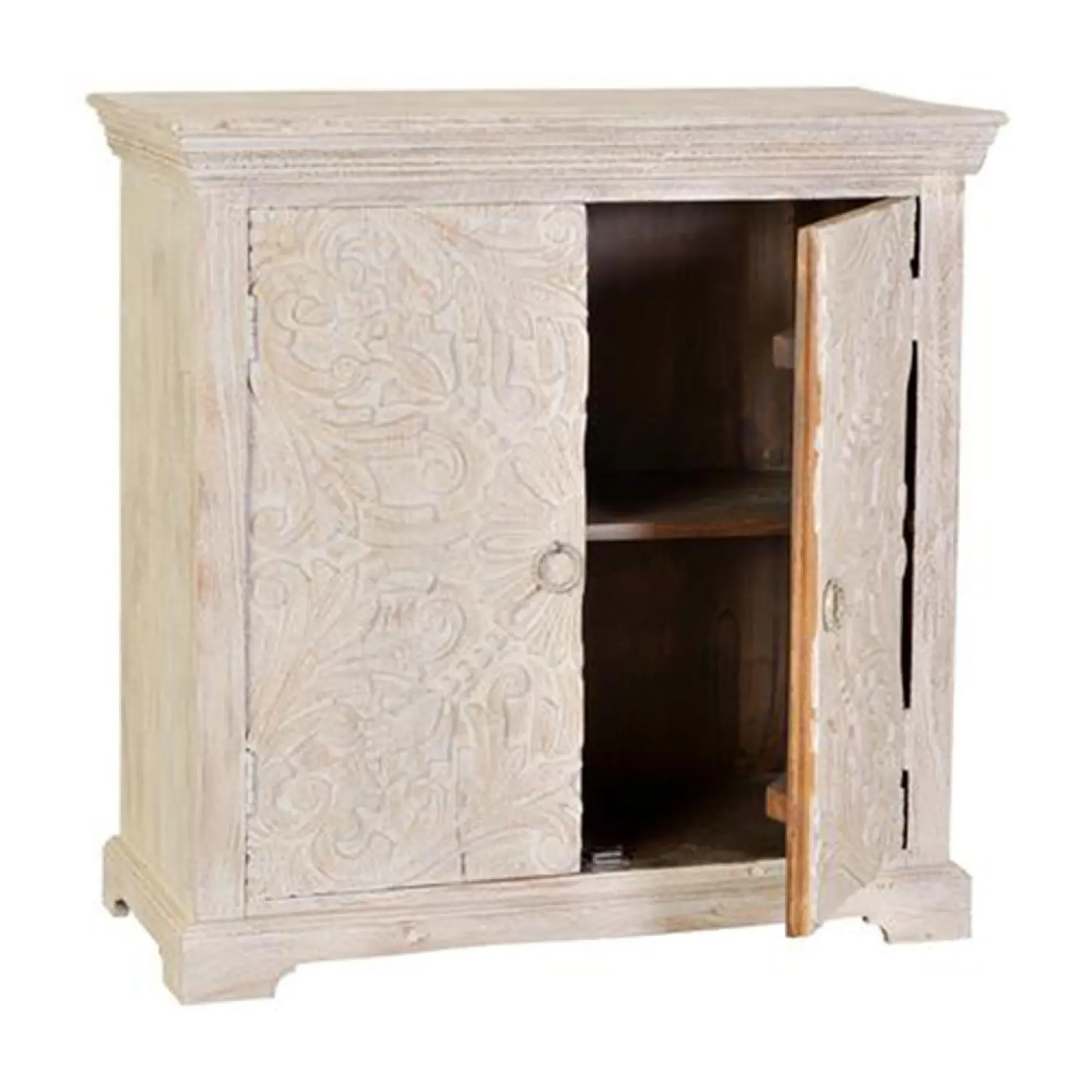 Isqari 2 Door Small Sideboard - Aged White, Mango Wood