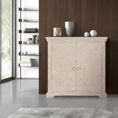 Isqari 2 Door Small Sideboard - Aged White, Mango Wood