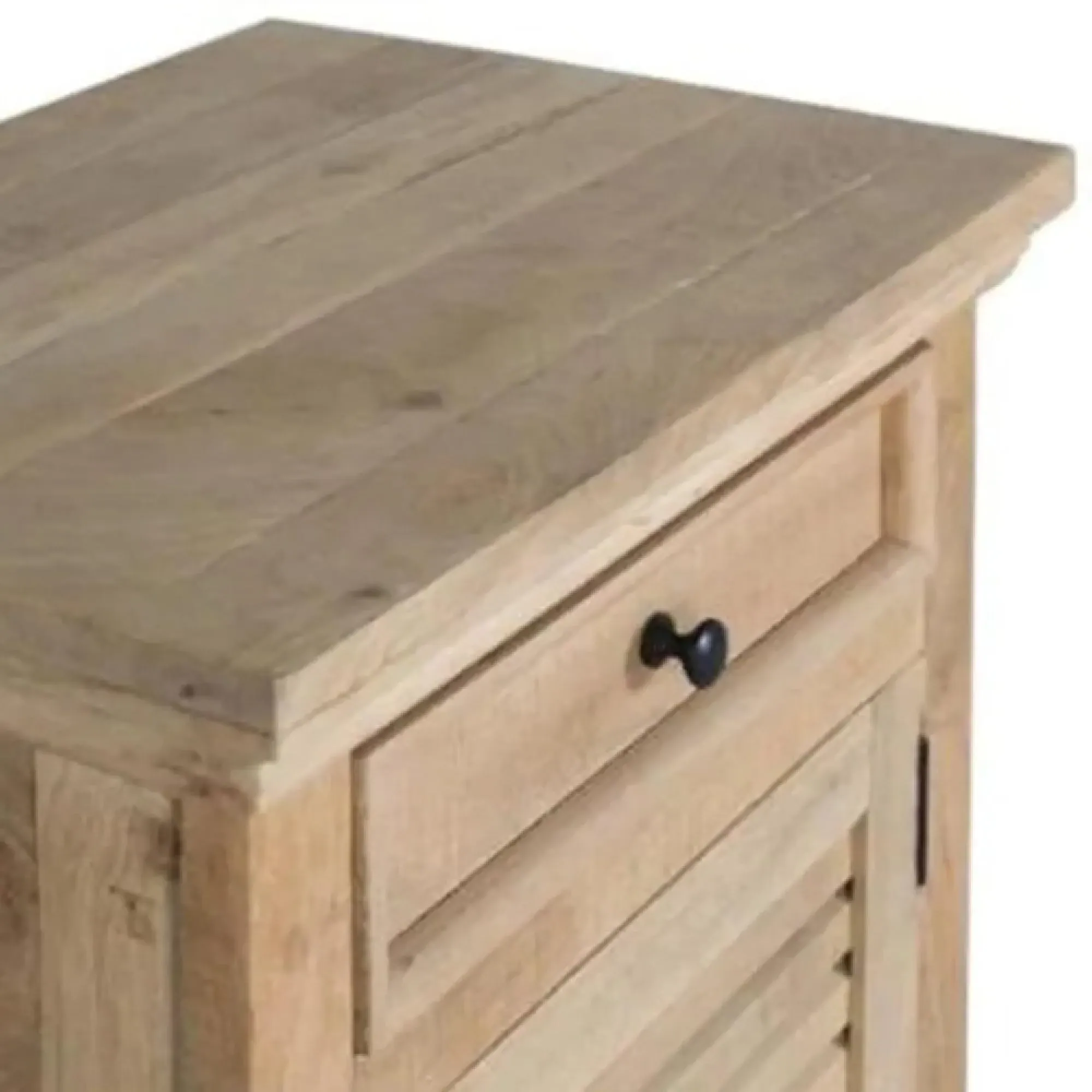 Jaylene Louvered 1 Door Bedside Table - Natural, Mango Wood