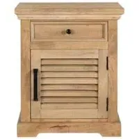 Jaylene Louvered 1 Door Bedside Table - Natural, Mango Wood