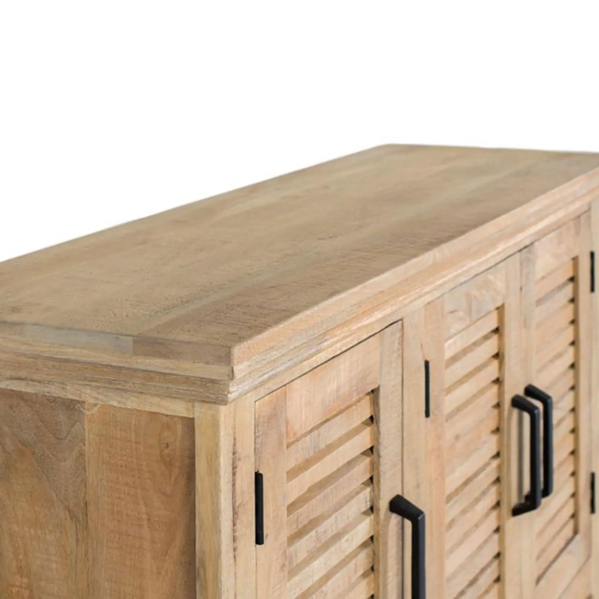 Jaylene Louvered 3 Door Small Sideboard - Natural, Mango Wood