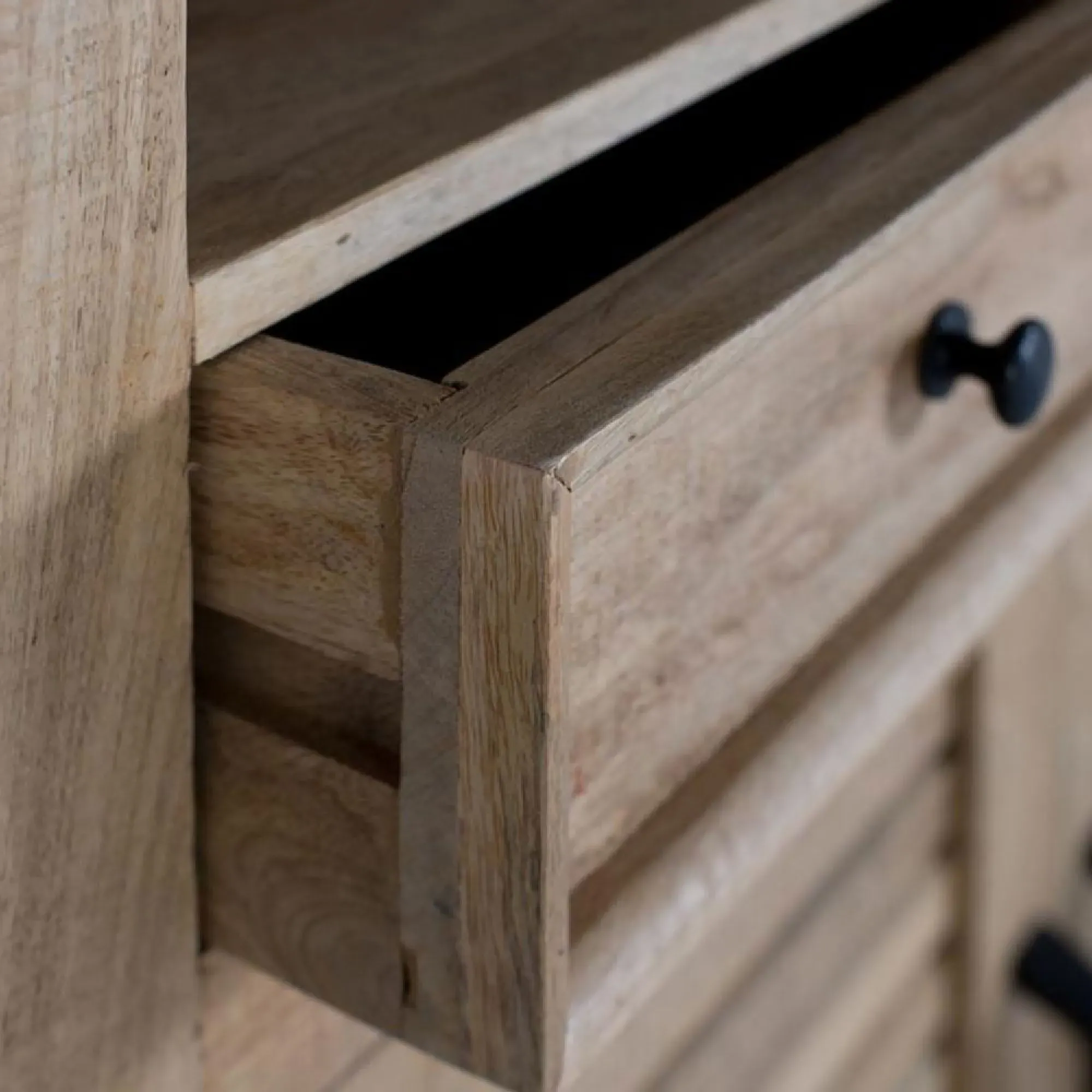Jaylene Louvered Bookcase with Cupboard - Natural, Mango Wood