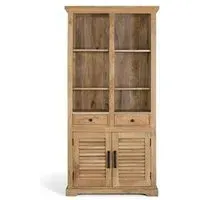 Jaylene Louvered Bookcase with Cupboard - Natural, Mango Wood