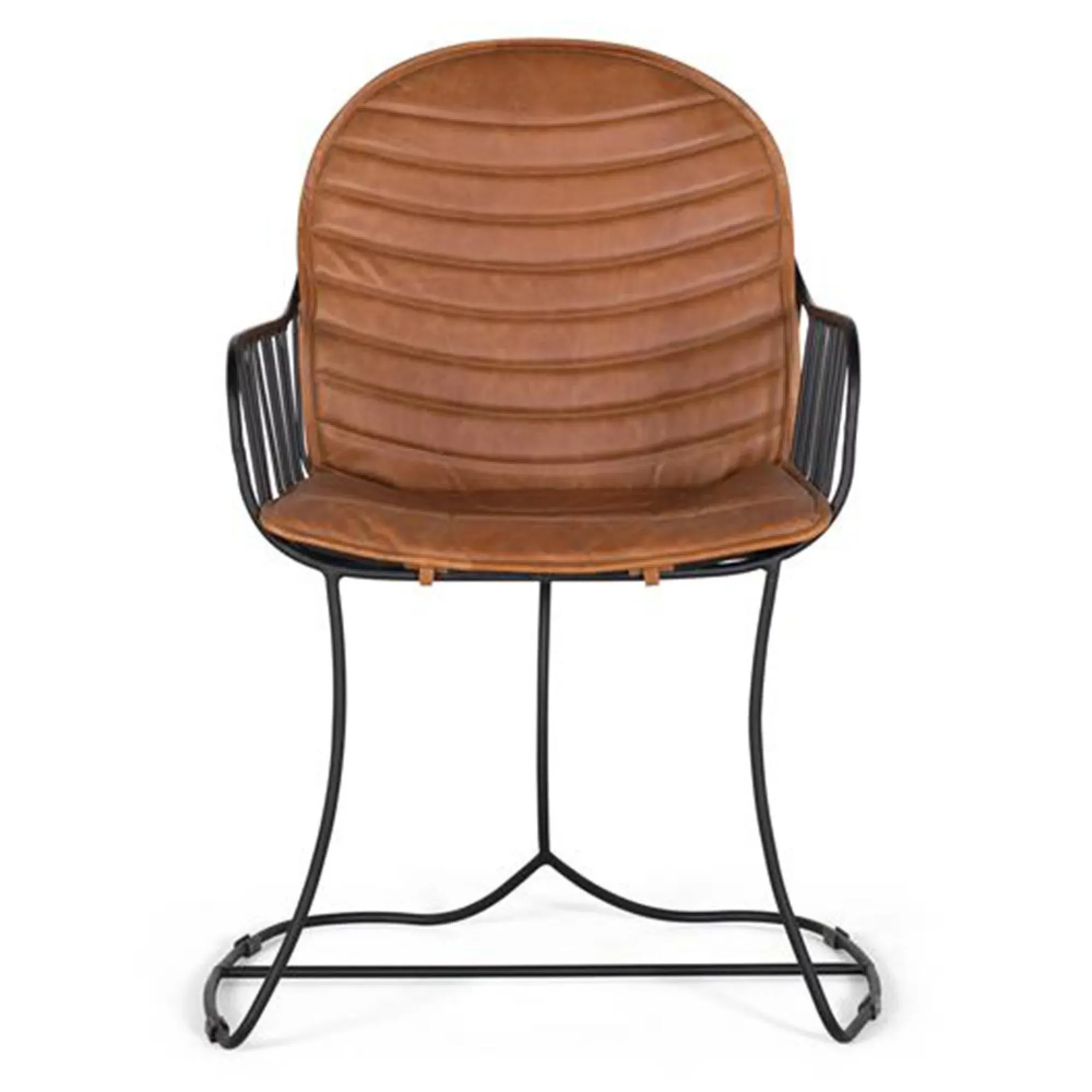 Joice Dining Chair Set of 2 - Light Brown, Leather