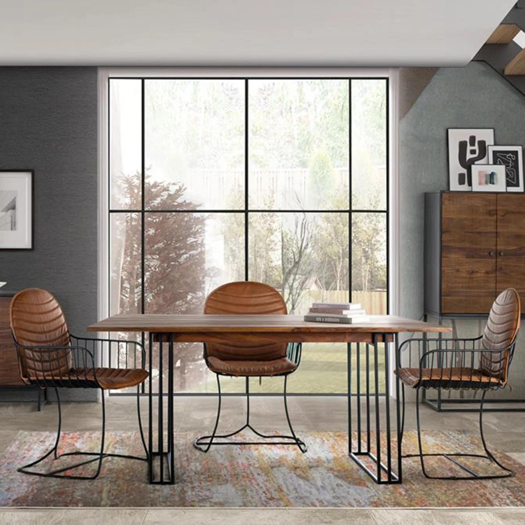 Joice Dining Chair Set of 2 - Light Brown, Leather