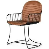 Joice Dining Chair Set of 2 - Light Brown, Leather