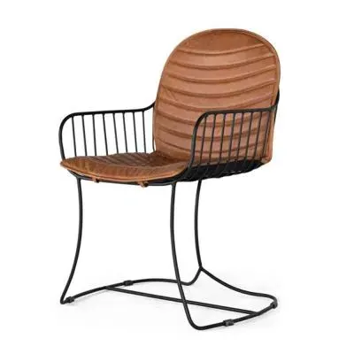 Joice Dining Chair Set of 2 - Light Brown, Leather image